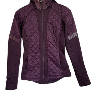 Athleta Women’s XXS Purple Quilted Long Sleeve Hooded Fleece Lined Zip Jacket